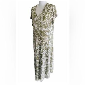 Chico’s Travelers maxi Dress Tropical print Green Wrinkle Free comfy Women’s L